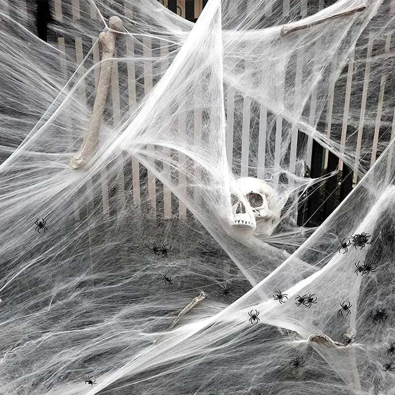 Artificial Cobweb | Stretchy Plastic | Halloween Prop | Assorted Colors