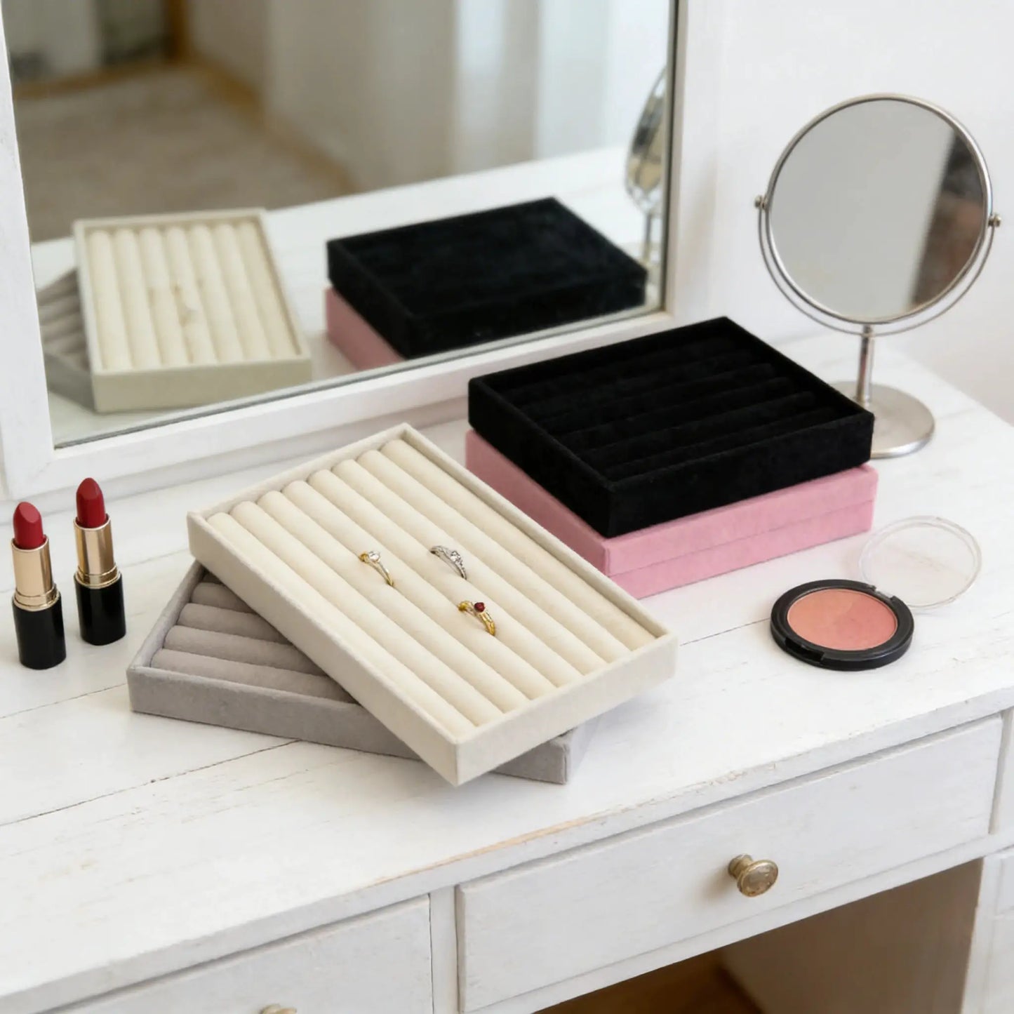 Jewelry Display Jewelry Storage Box Velvet Desktop Organizer Ring Necklace Bracelet from PriceLows™
