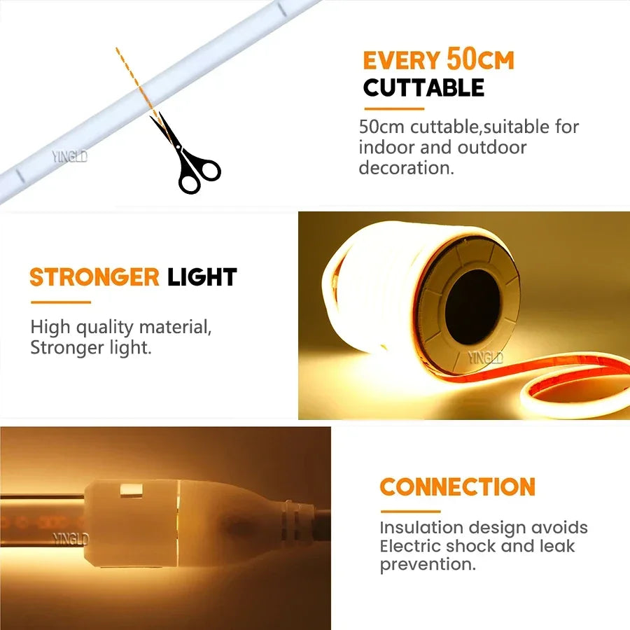 COB LED Strip Light | Dimmable Switch | 3000K/4000K/6000K | 288LED/M