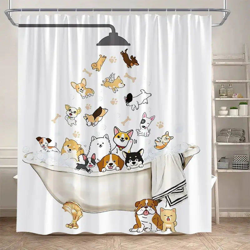 Funny Cartoon Bathing Cats Shower Curtains Cute Animals Pet Cat Kids Bath Curtain Polyester Children Bathroom Decor with Hooks from PriceLows™