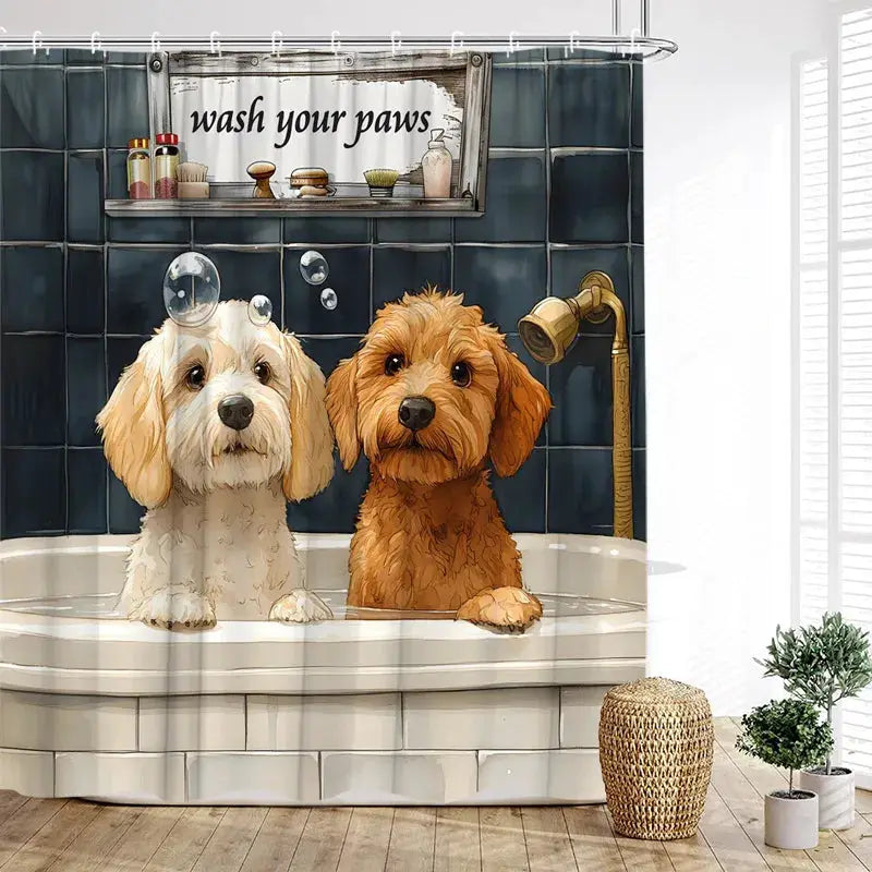 Funny Diving Cat Dog Shower Curtain Cute Cartoon Bathing Animals Sea Turtle Underwater Scenery Kids Bathroom Curtains Decor Set from PriceLows™