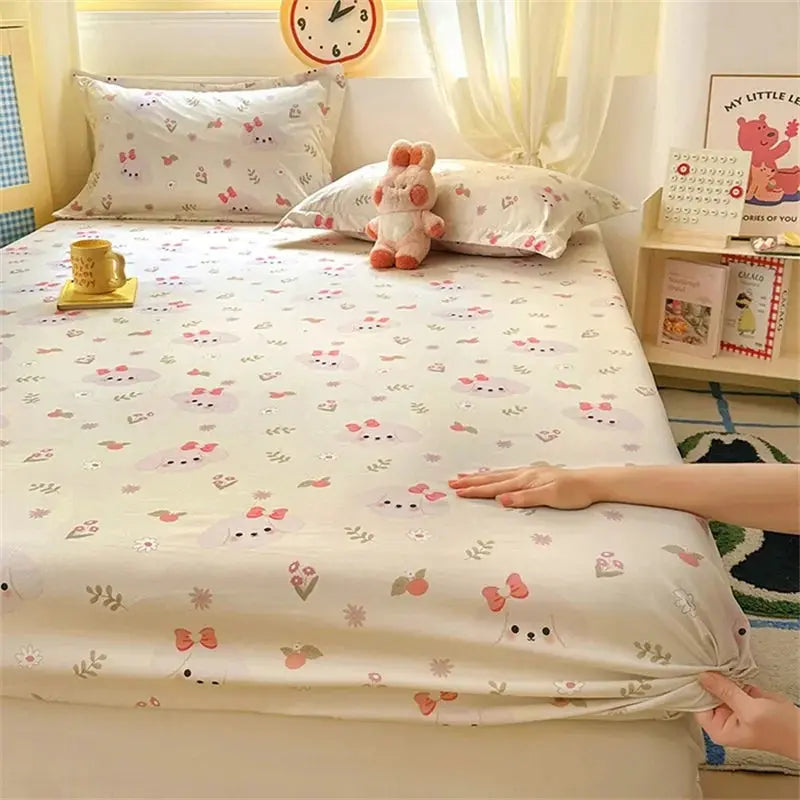 Cartoon Dinosaurs Fitted Sheet 1Pc Kawaii Mattress Cover Wild Animal Flower Leaf Bedding Set for Boys Girls Adult No Pillowcases from PriceLows™