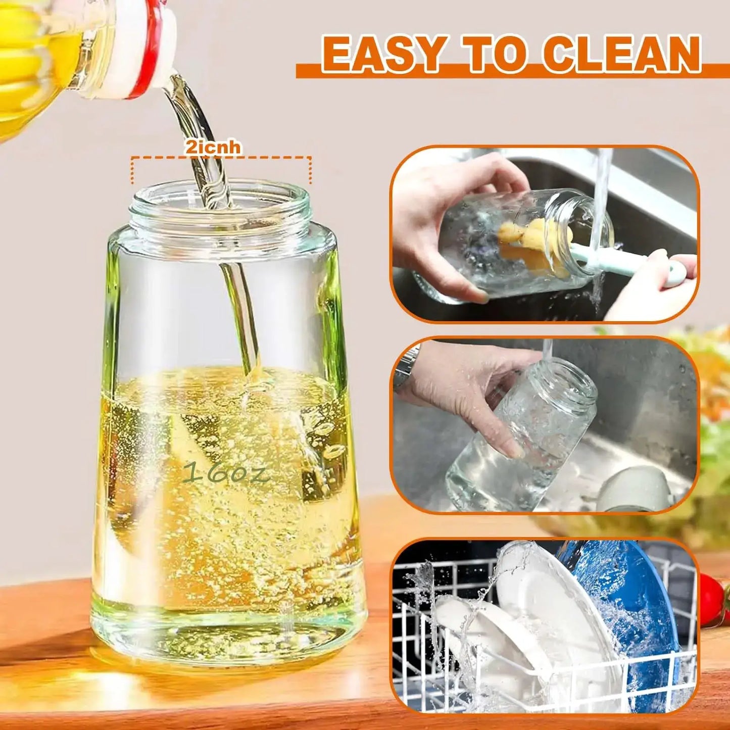 Oil Spray Bottle | Large Capacity | Glass Dispenser | Dual-Use Spraying Pouring