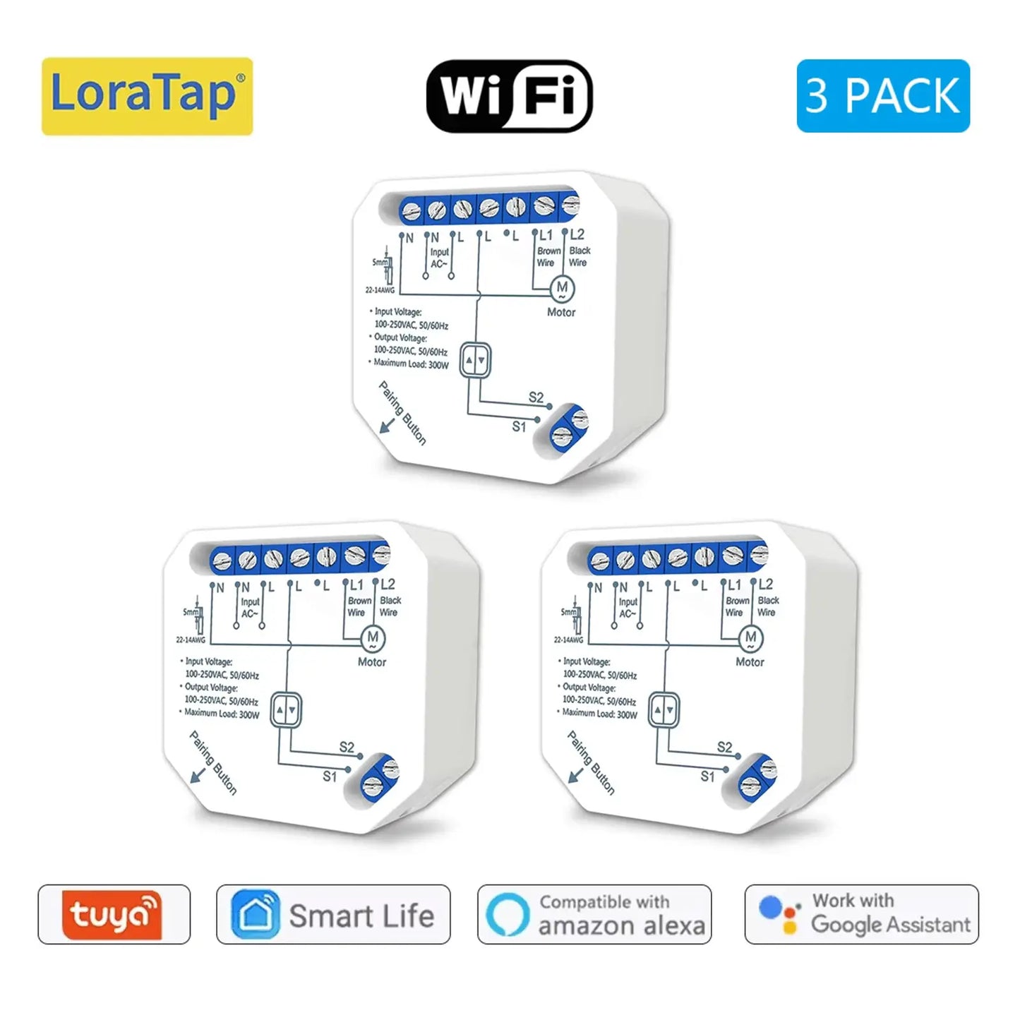 Tuya Smart Life WiFi Curtains Switch Connected Roller Shutters Control Blinds Motor Google Home Alexa Electric Window LoraTap from PriceLows™