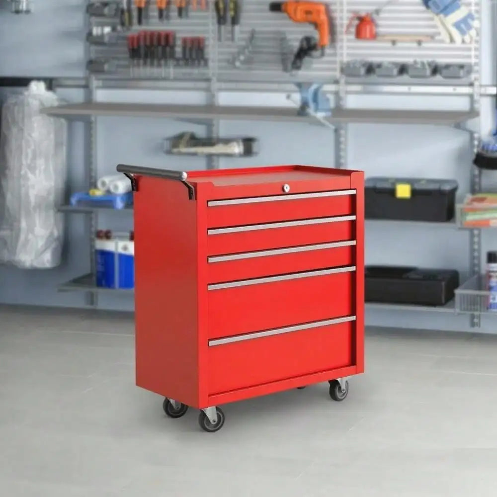 5-Drawer Rolling Tool Chest Organizer - Heavy-Duty Steel Mobile Cabinet With Lockable Wheels, Smooth-Glide Drawers, Protective Liners, Side Handle For Garage, Workshop, Warehouse from PriceLows™