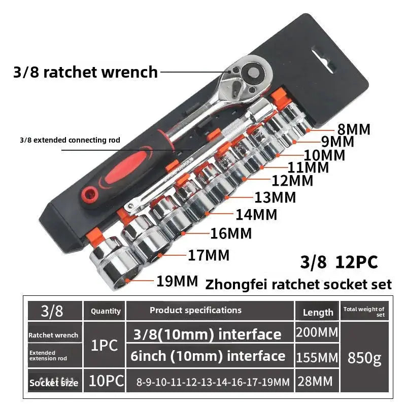 Combination Hardware Tools, Complete Set Of Car Repair Tools, Motorcycle Modification Quick Ratchet Wrench Socket Bracket from PriceLows™