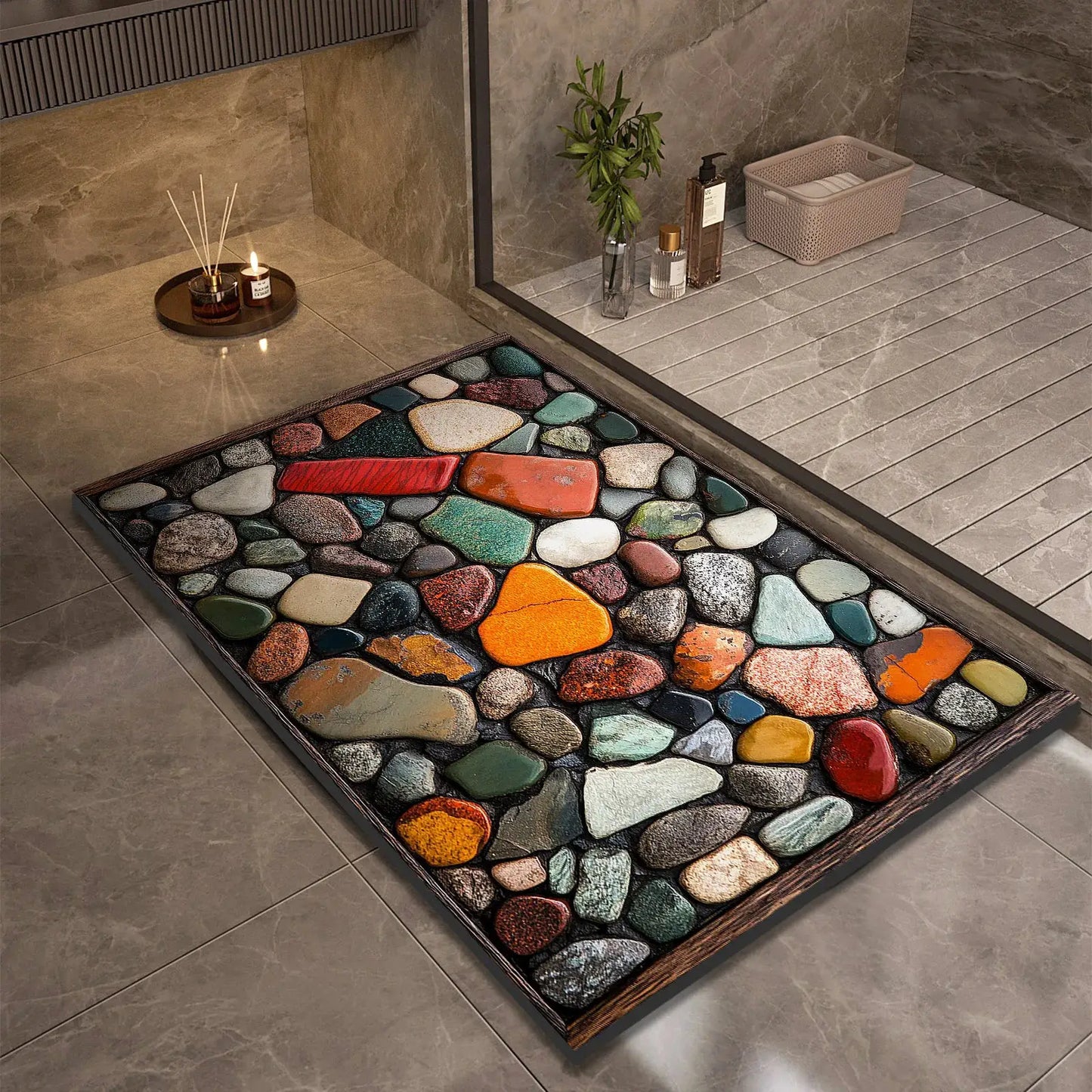 Stone Design Diatomite Bath Mat Bathroom Non-slip Shower Foot Mats Absorbent Quick Dry Toilet Rugs Carpet Doormat Washable from PriceLows™