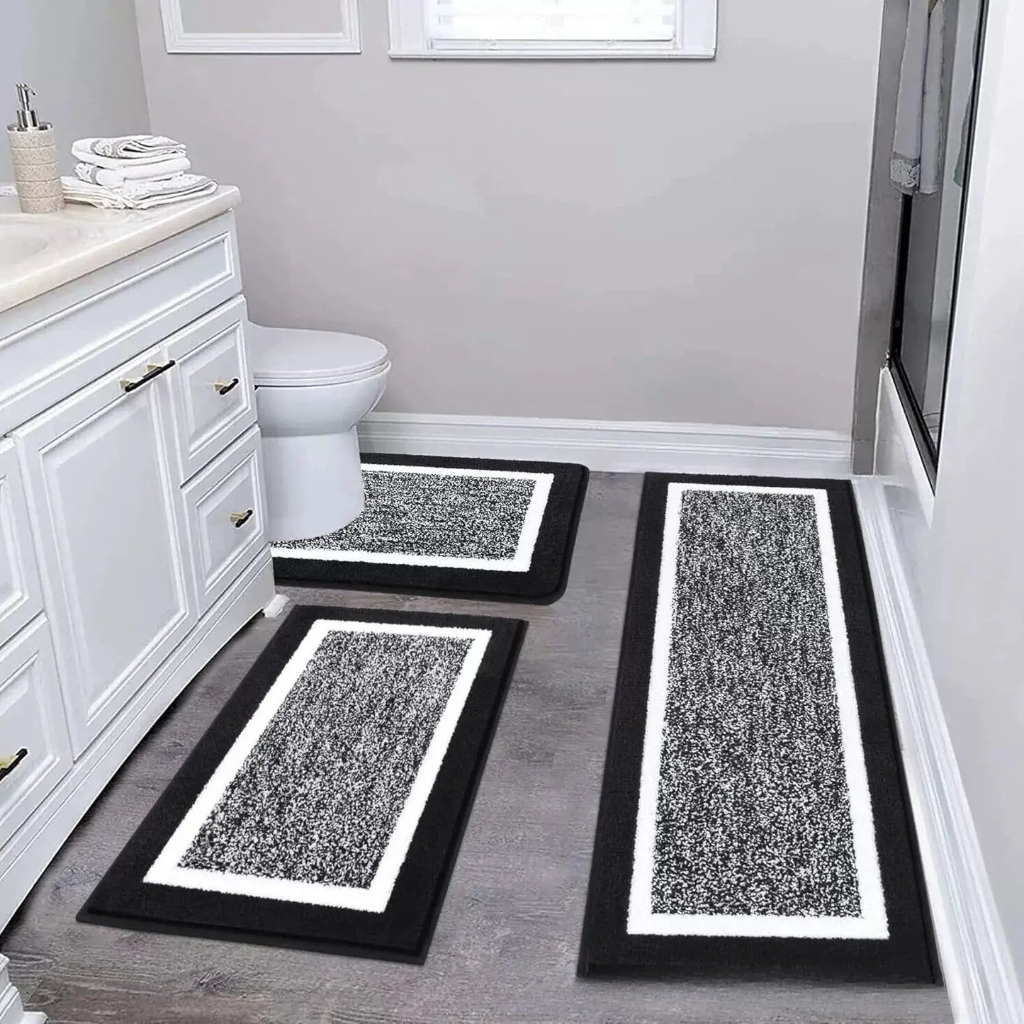Washable Microfiber Bathroom Rugs Set 3pcs/set Non Slip Absorbent Bath Mats for Bathroom Floor / Shower Mat/ Bathroom Rug/욕실 카펫 from PriceLows™