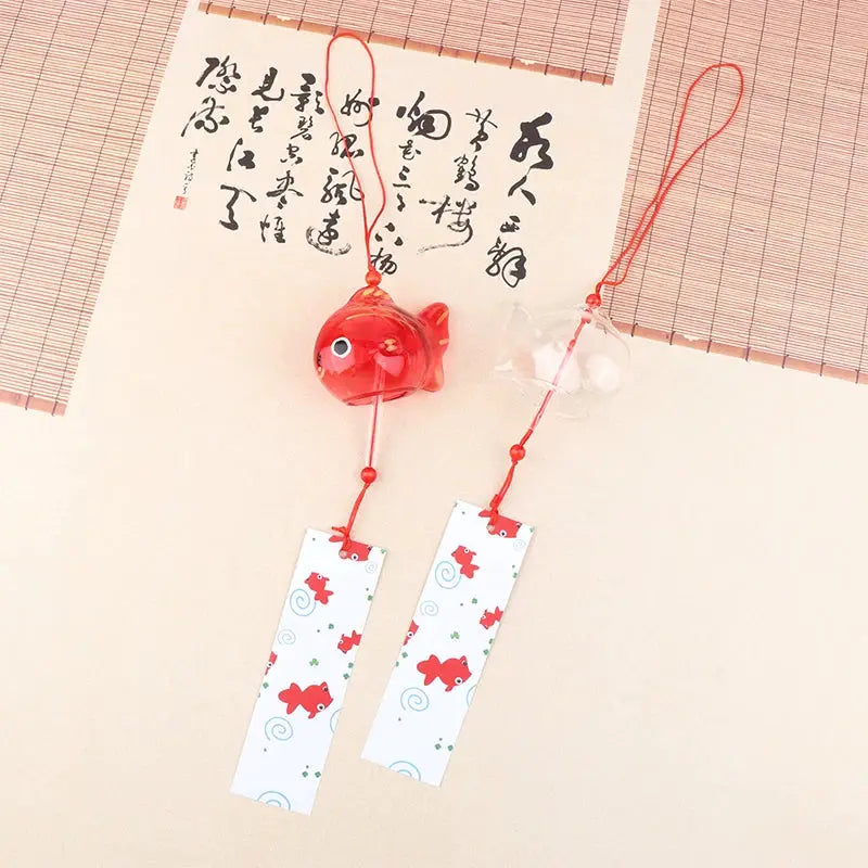 Wind Chime Chimes Japanese Glass Bell Bells Style Goldfish Garden Hanging Outdoor Decor Pendant Furin Decorative Fish Ornament from PriceLows™