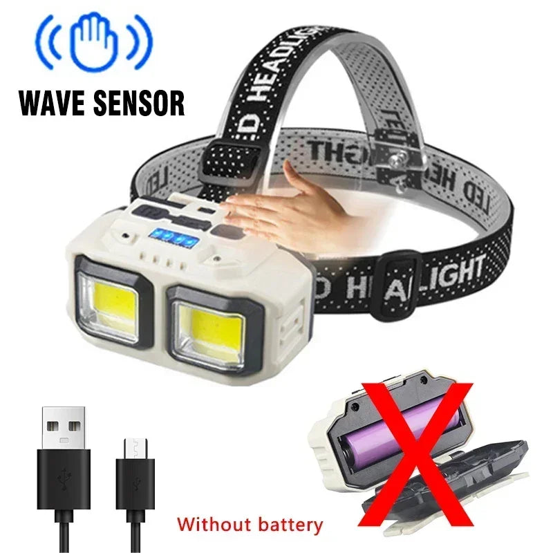 Powerful Induction COB LED Headlamp USB Rechargeable Head Flashlight Work Light Outdoors Camping Search Light Fishing Head Torch from PriceLows™