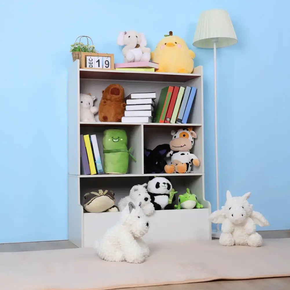 Kids Bookshelf – 4-Tier Wooden Storage Bookcase with Toy Organizer for Playroom, Nursery, and Baby Bedroom from PriceLows™