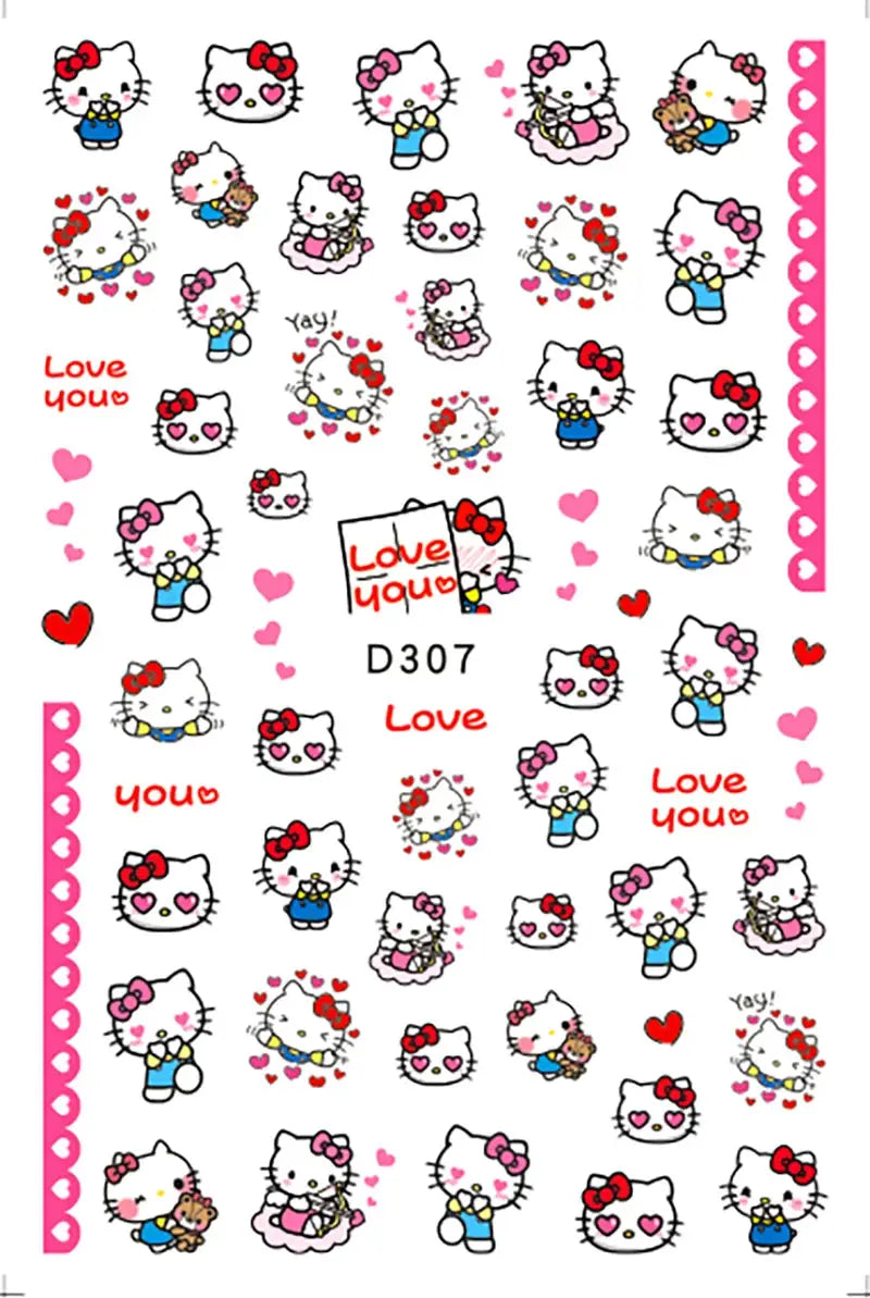 1PCS Cartoon Kawaii Pokémon Nail Stickers 3D Sanrio Hello Kitty Stickers For Nails Nails Accesories Anime Kuromi Nail Supplies from PriceLows™