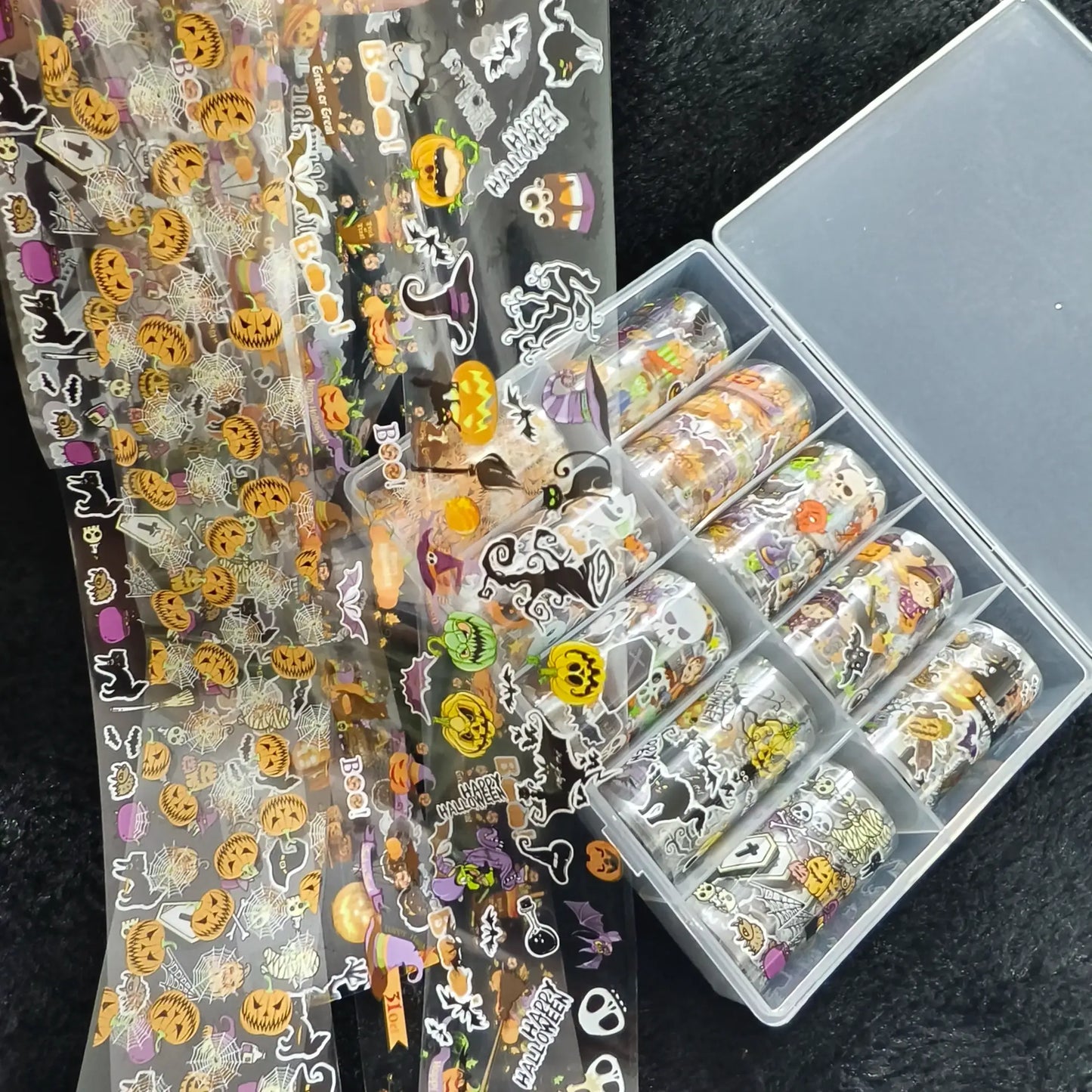 10Rolls Halloween Flower Plaid Angel Marble Bow Nail Foils Transfer Paper Nail Art Stickers Decal Nails Decoration from PriceLows™