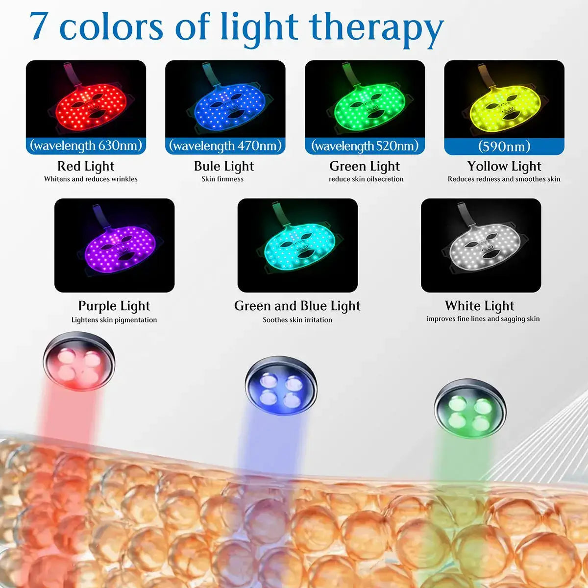 LED Face Mask 7 Colors Red Light Therapy Device for Anti Aging Acne Pore Oil Control Skin Tighten Whiten Red Light Mask from PriceLows™