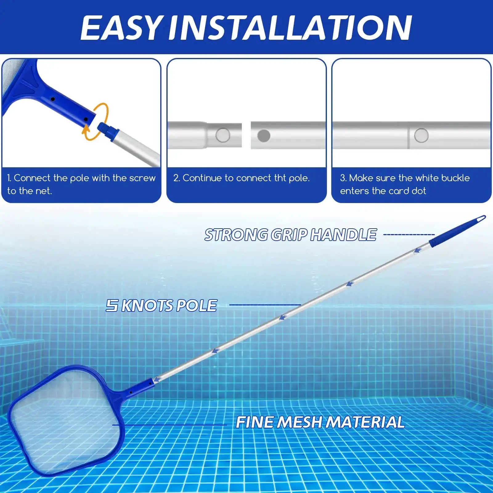 Swimming Pool Leaf Skimmer Net, Fine Mesh Heavy-Duty Cleaning Net for Pool, Pond, Hot Tub and Garden from PriceLows™