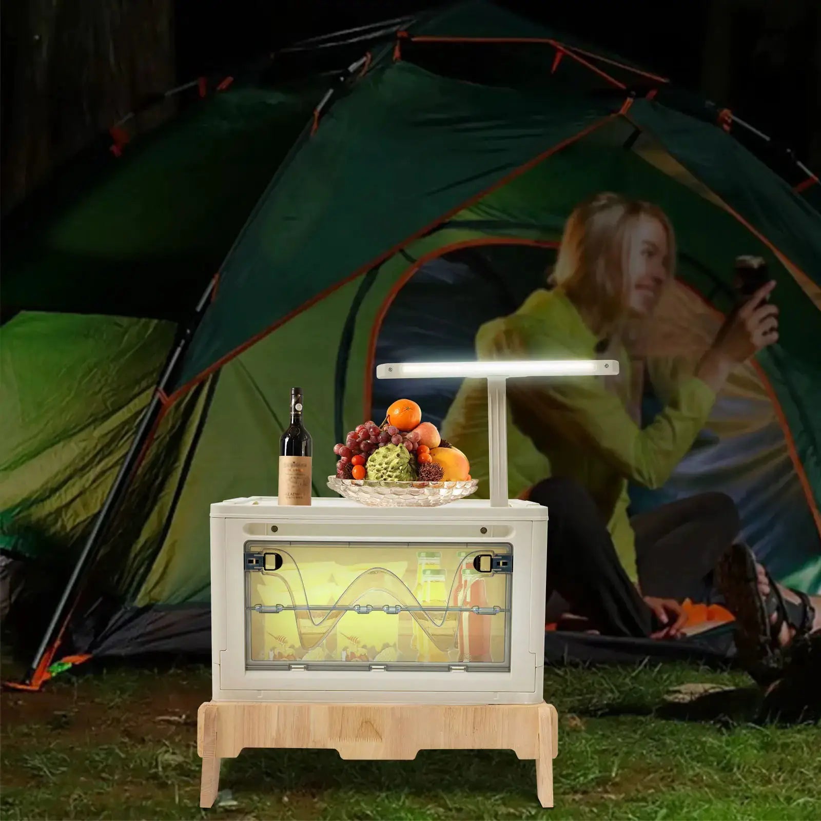 Folding Camping Table with Storage Space, Small Portable Foldable Compartment Table Suitable for Indoor, Outdoor, Barbecue from PriceLows™