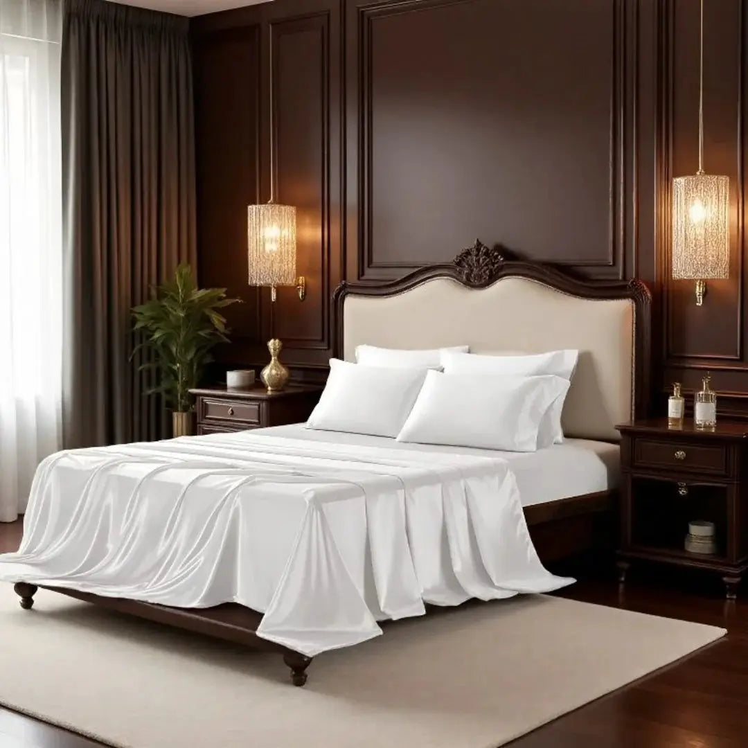 3/4Pcs Satin Sheet Se Silky & Luxury Bed Set, Soft Deep Pocket Sheets Cooling Bed Set, 1 Fitted Sheet,1 Flat Sheet,1/2Pillowcase from PriceLows™