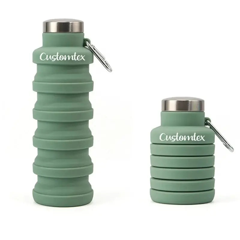 Personalized Round Foldable Water Bottle Custom Text Retractable Silicone Bottle Leakproof Lightweight for Travel Outdoor Sports from PriceLows™