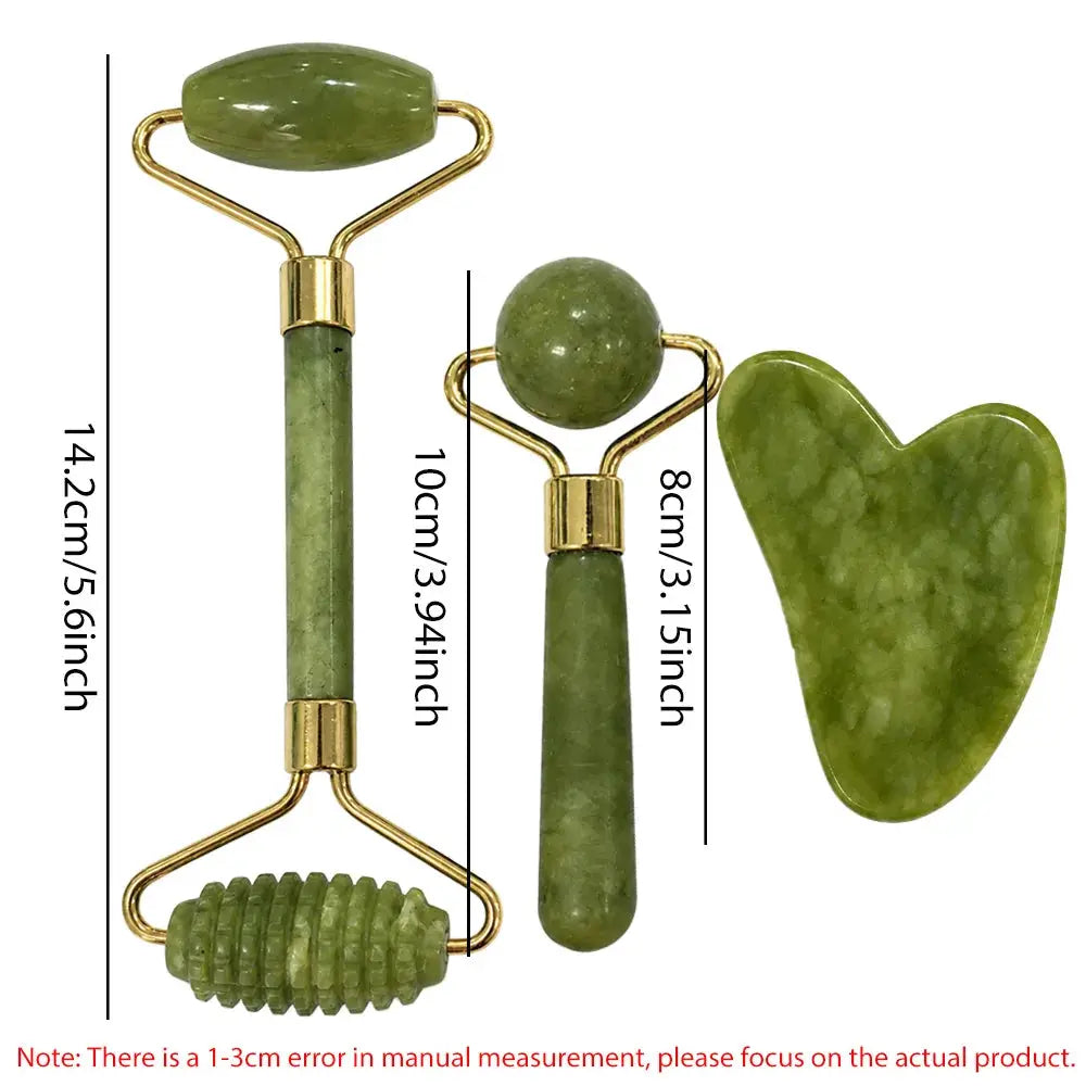 Jade Gua Sha Tool | Natural Stone | Face Body Eye Massage Kit