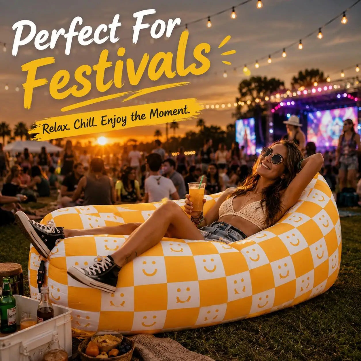 Inflatable Air Lounger Sofa | No Pump | Portable Outdoor Lounger | One Size