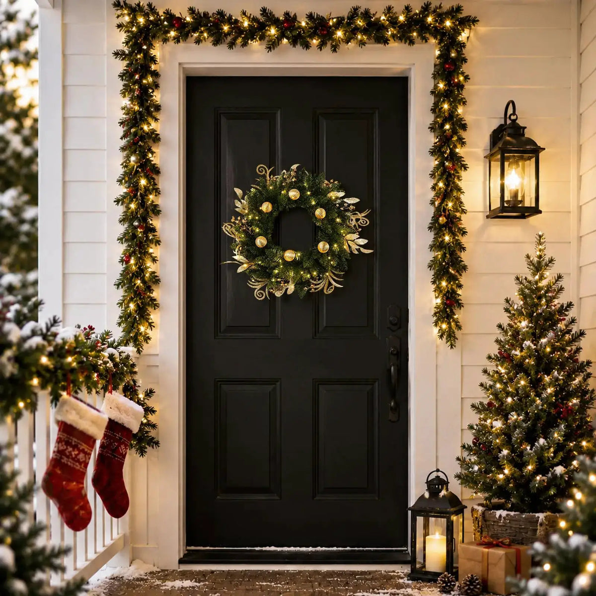 Christmas Wreath | Pine Branch | Berry Bow | 24 Inch