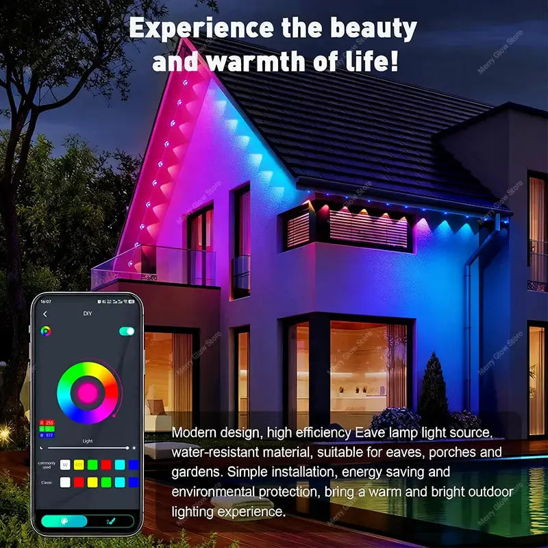 200ft 150ft 100ft Permanent Outdoor Lights Smart Eave Lights App Control Scene Modes IP67 Waterproof House Decor for Christmas from PriceLows™