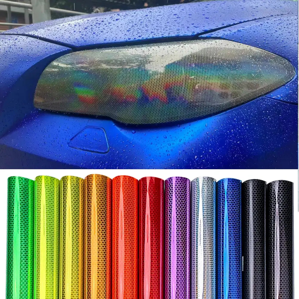 Car Laser Honeycomb Headlights Taillight Lamp Vinyl Wrap Automobile Headlight Tint Waterproof Film Fog Light Taillight Stickers from PriceLows™