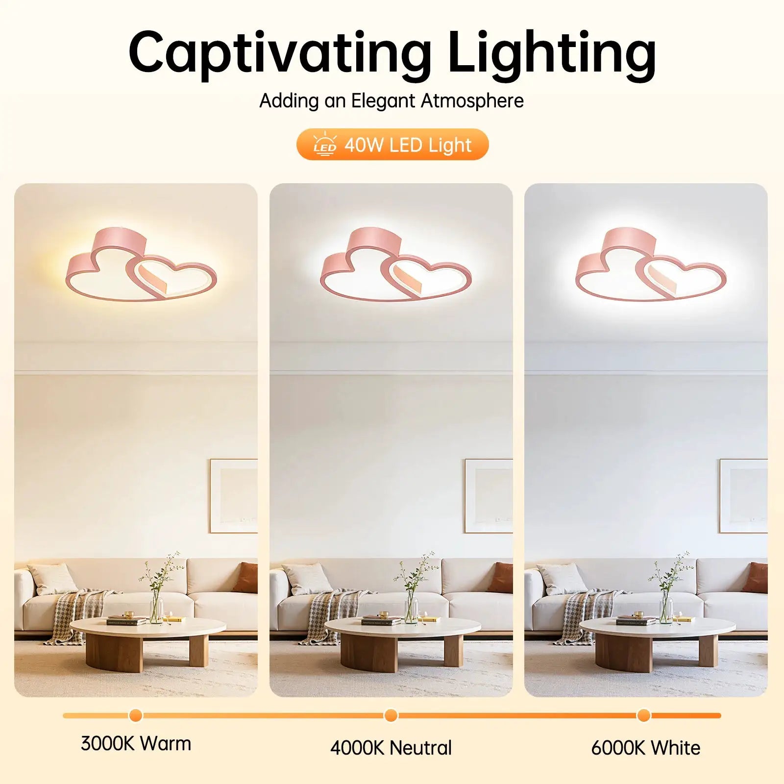 LED Ceiling Light Heart Shaped Flush Mount Lamp Acrylic Ceiling Lamp Dimmable Chandelier W/Remote 220V/110V for Children's Room from PriceLows™