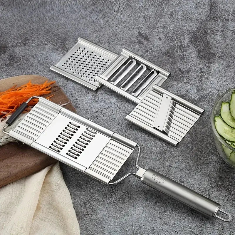 Vegetable Slicer | Stainless Steel Blades | Four In One | Bamboo Handles
