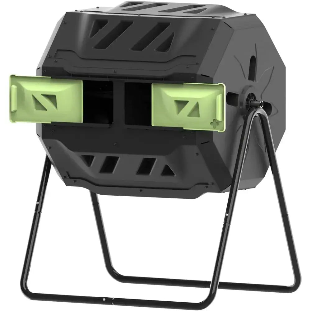 43 Gallon Outdoor Tumbler Composter with Green Door for Garden Composting from PriceLows™