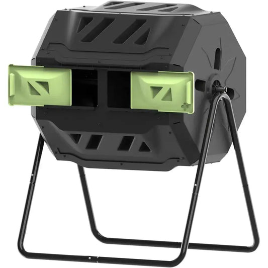 43 Gallon Outdoor Tumbler Composter with Green Door for Garden Composting from PriceLows™
