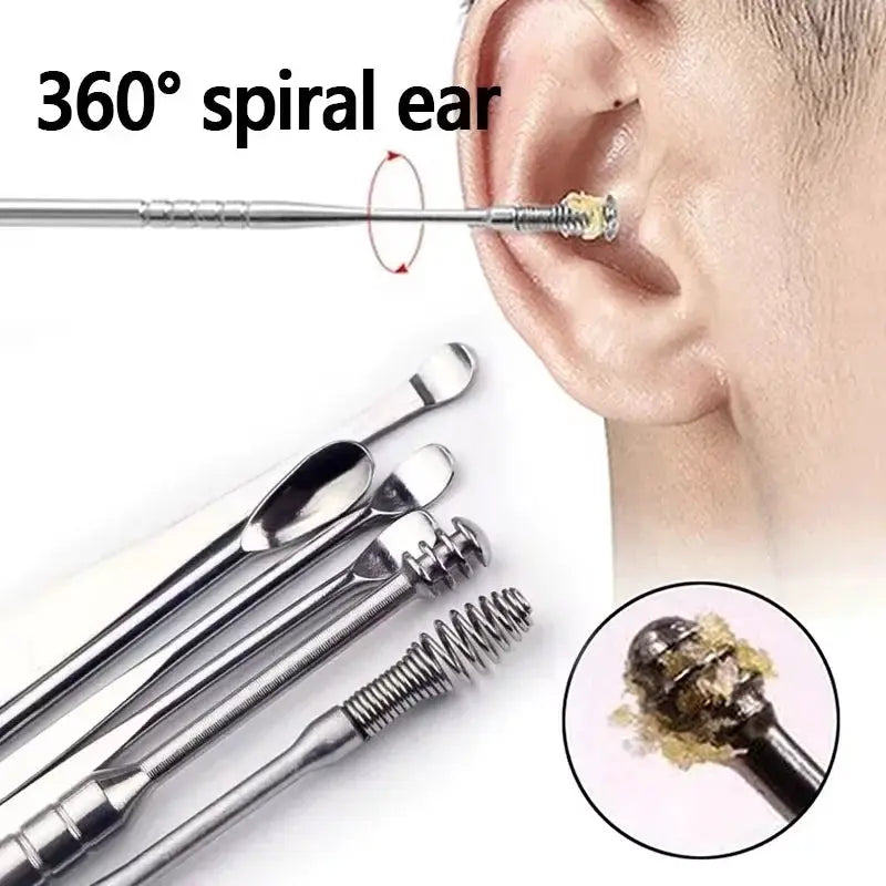 Wholesale Ear Cleaning Tool Stainless Steel Ear Pick Kit &1Pc Storage Bag Earwax Remover Tool from PriceLows™