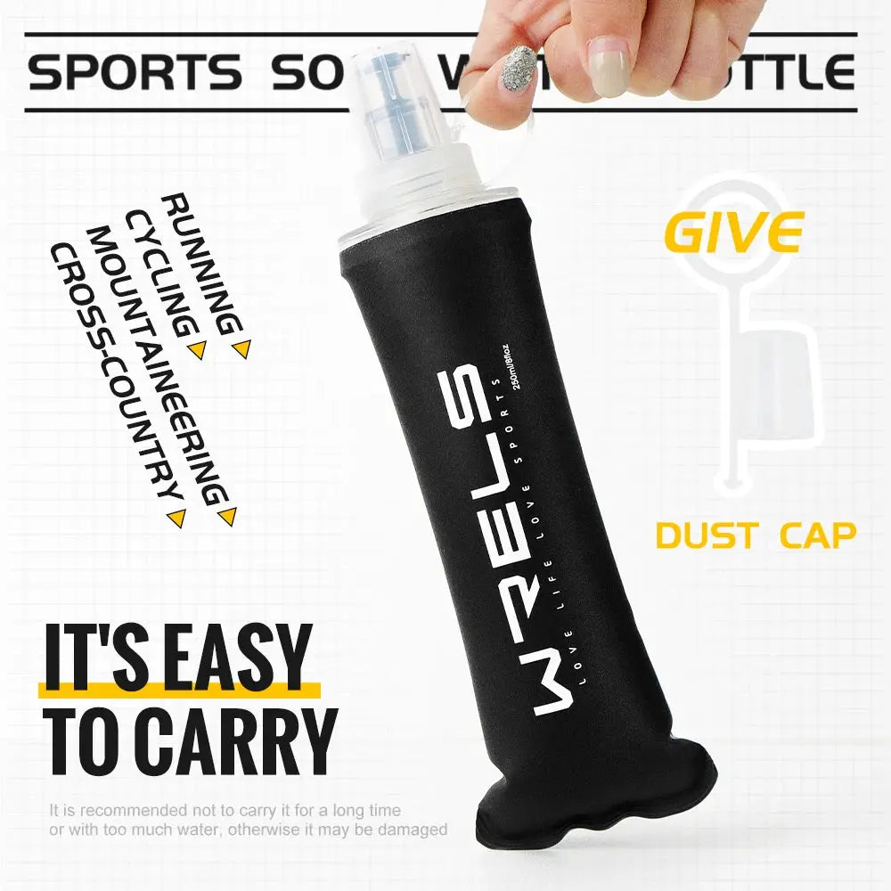 WRELS Water Bottle TPU Folding Soft Flask Outdoor Sport Water Bag Collapsible Water Bottle 500ml For Running Camping BPA Free from PriceLows™