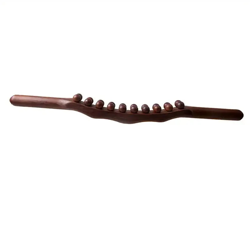 Wooden Massage Stick | Double Row 20 Beads | Abdomen Stomach Tool