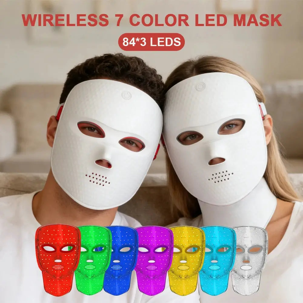 7 Color Led Facial Mask | Includes Neck Support | Home Use Skin Care