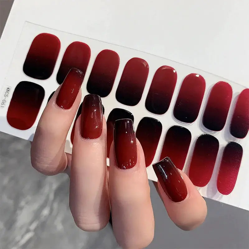 14/16Tips Full Cover Gradient Nail Stickers Multi Color Self Adhesive Slider No Need UV Lamp Cured Press ON Nail Decal from PriceLows™