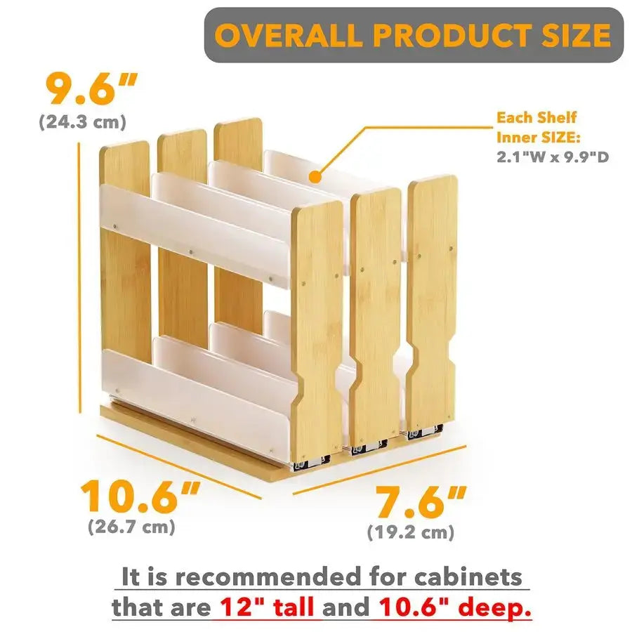 Bamboo Pull Out Spice Rack Organizer for Cabinet, Heavy Duty Slide Out Seasoning Kitchen Pantry Sliding Vertical Organization, 7 from PriceLows™