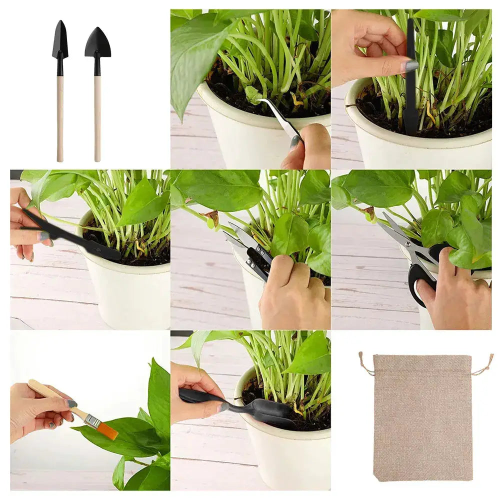 13 Piece Garden Tool Set | Wooden Handles | Metal Pruning Scissors | Weeding Kit