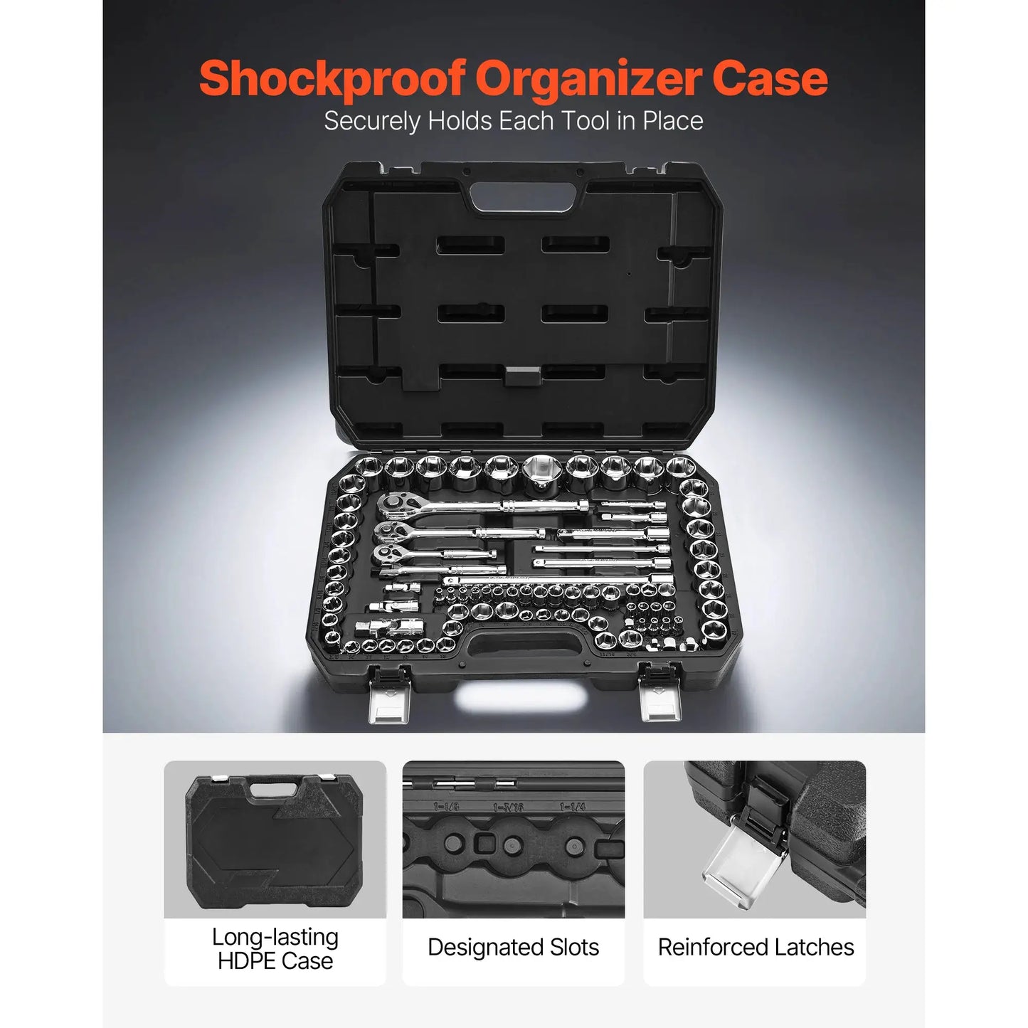 SucceBuy Socket Set 86 Pieces 3/8 1/4 1/2in Drive Socket and Ratchet Set SAE Metric Mechanic Tool Kit with Ratchet Wrench from PriceLows™