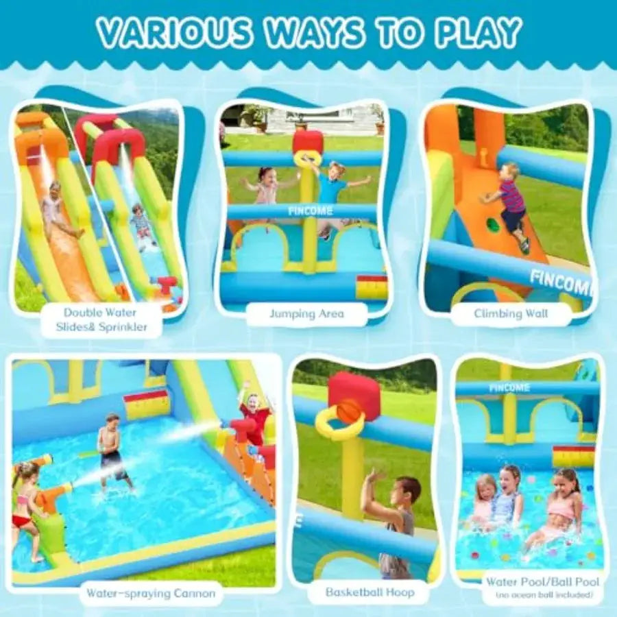 Inflatable Bounce House for Water Bounce House with Double Slides Indoor Outdoor Bounce House Water Slide with Air Blower for P from PriceLows™