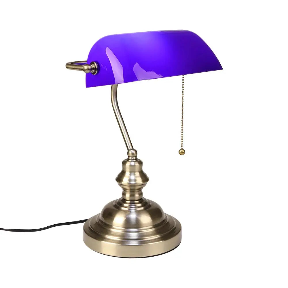 Vintage glass banker‘s lamp zipper switch desk lamp bedroom home stuy restaurant library office light night lamp from PriceLows™