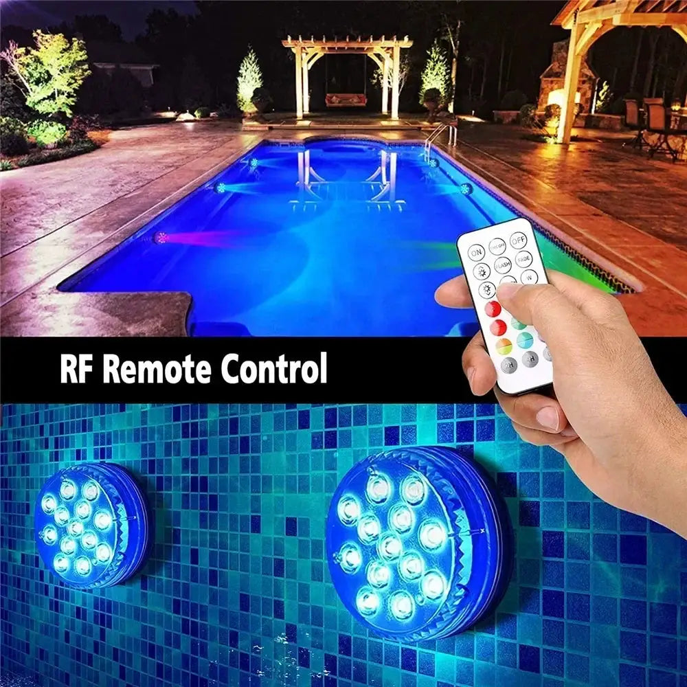 Updated IP68 Submersible Lights RGB Underwater Pool Lights with RF Remote Magnet Suction Cups Night Lamp for Pond Pool Aquarium from PriceLows™