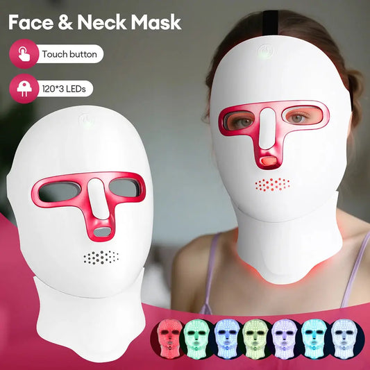 Wireless 7 Colors LED Face Neck Mask Rechargeable Photon Therapy Mask Red Light Skin Tightening Lifting Facial Beauty Device Home SPA Facial Care Machine from PriceLows™