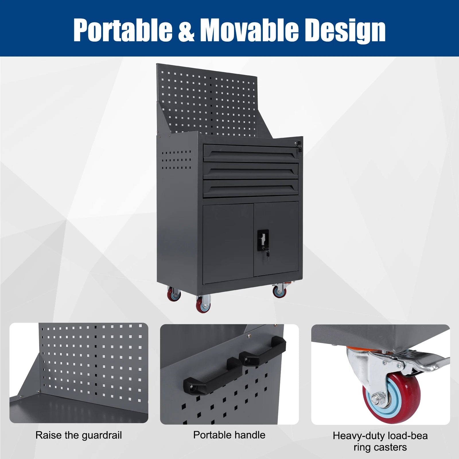 Rolling Tool Chest with Drawers Mobile Tool Cart Rolling Tool Cart for Workshop Warehouse Garage from PriceLows™