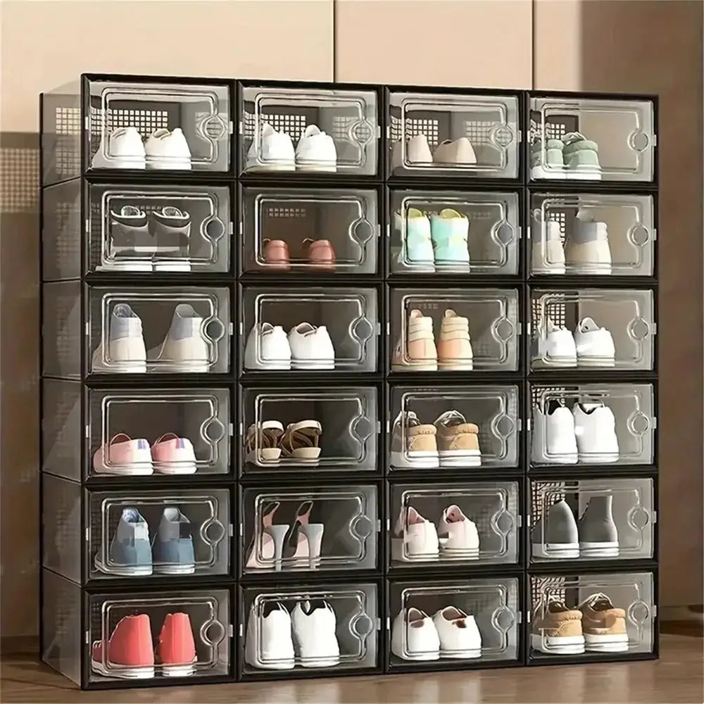 24pcs Large Stackable Plastic Shoe Storage Boxes Dustproof Transparent Display Cabinet for Men/Women Sports Shoes Boots Hat Orga from PriceLows™