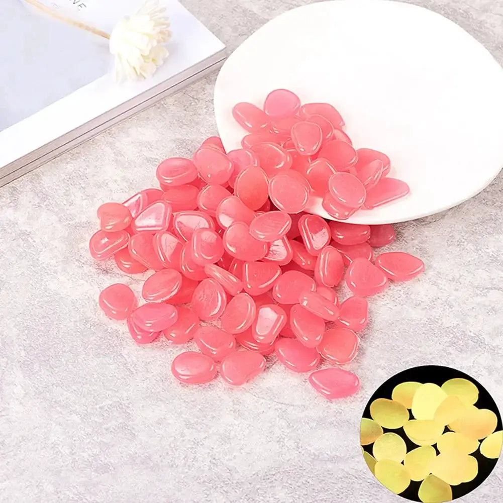 100Pcs Pebbles Glow In The Dark Pebbles Glowing Stones Fish Tank Aquarium Decor Rocks Pebbles for Garden Yard Patio DIY Stones from PriceLows™