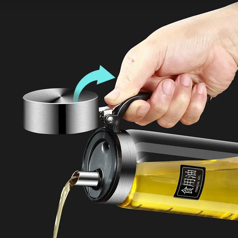 Oil Bottle Glass | Leakproof Flip Lid | Kitchen Seasoning Tool Set