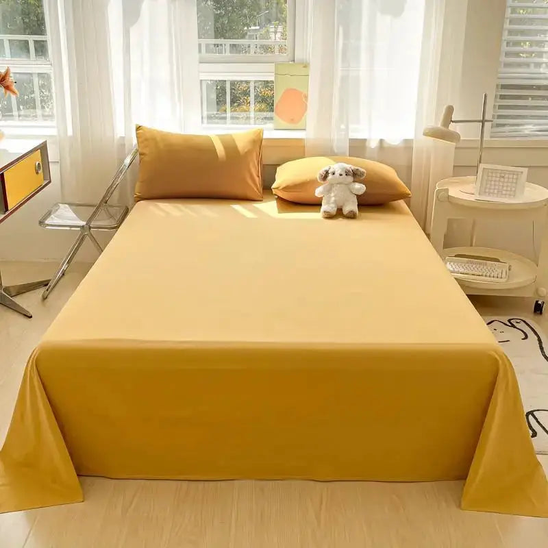 100%Organic Washed Cotton Bed Sheet 3Pcs Basic Percale Weave Soft Breathable Eco-Friendly Kids Adults Flat sheet Pillowcases from PriceLows™