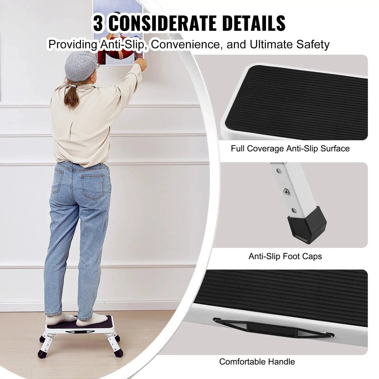 VEVOR Step Stool 1 Step 330lbs Capacity Adjustable Height Toddlers Adults Non Slip Sturdy For Office RVs Pets Bathrooms Bedrooms from PriceLows™