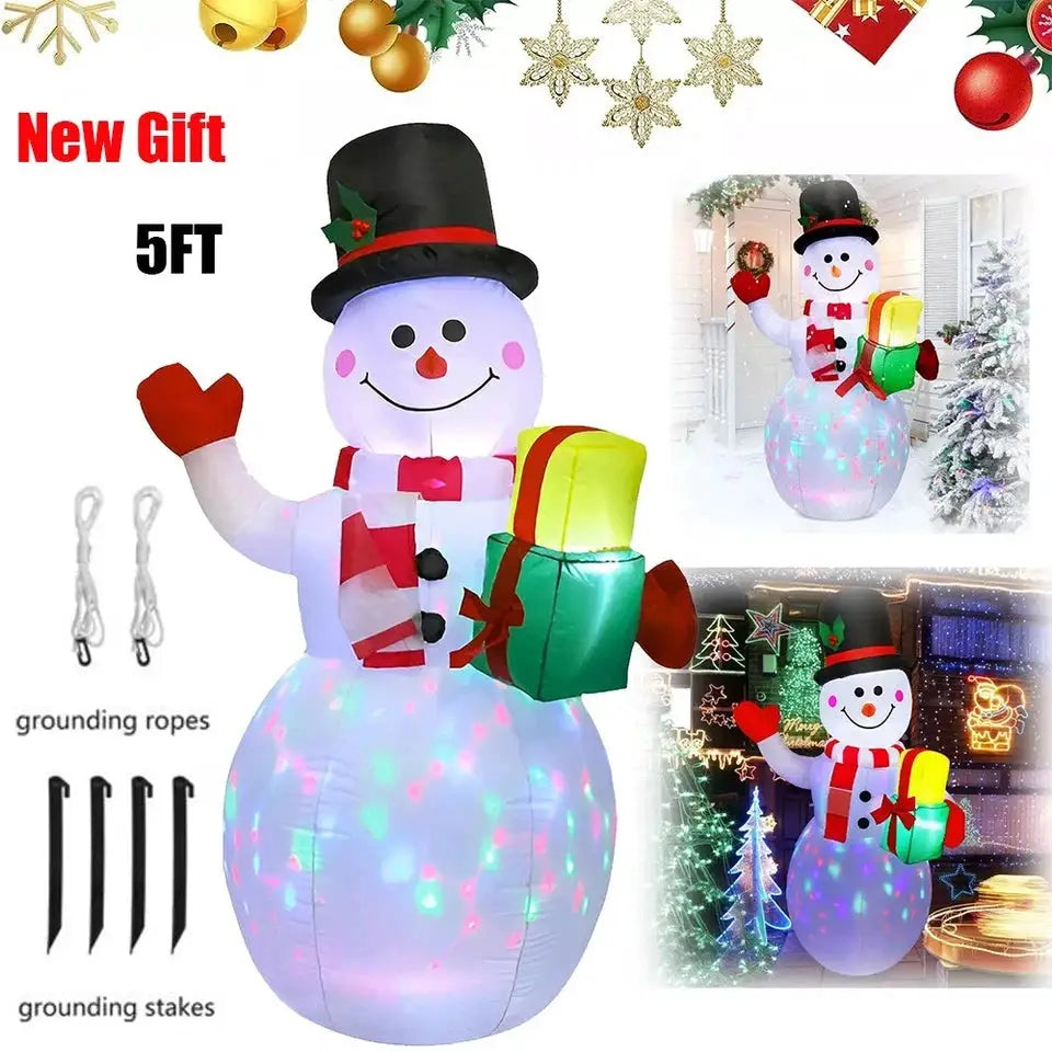 Christmas Inflatable Snowman | Rotating Led Lights | 5 Feet Size